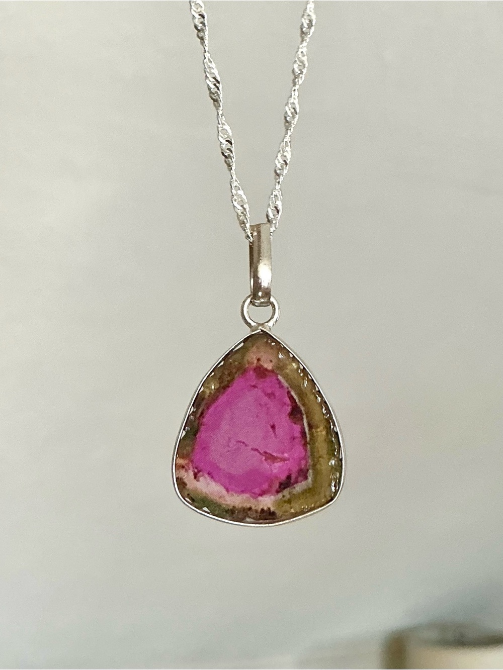Natural Watermelon Tourmaline Pendant Slice Watermelon Tourmaline Slice Specimen